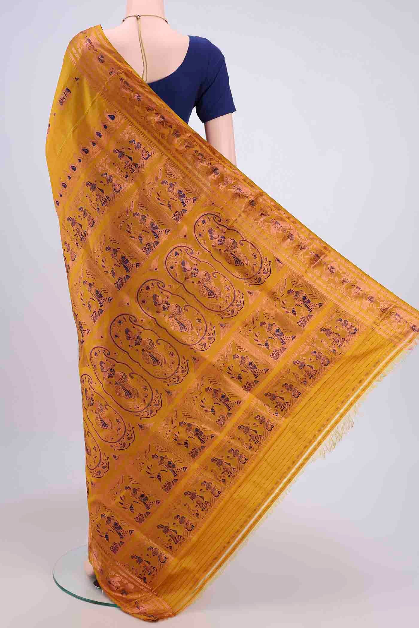 Mustard Dual Tone Baluchari Silk Saree - Image 3