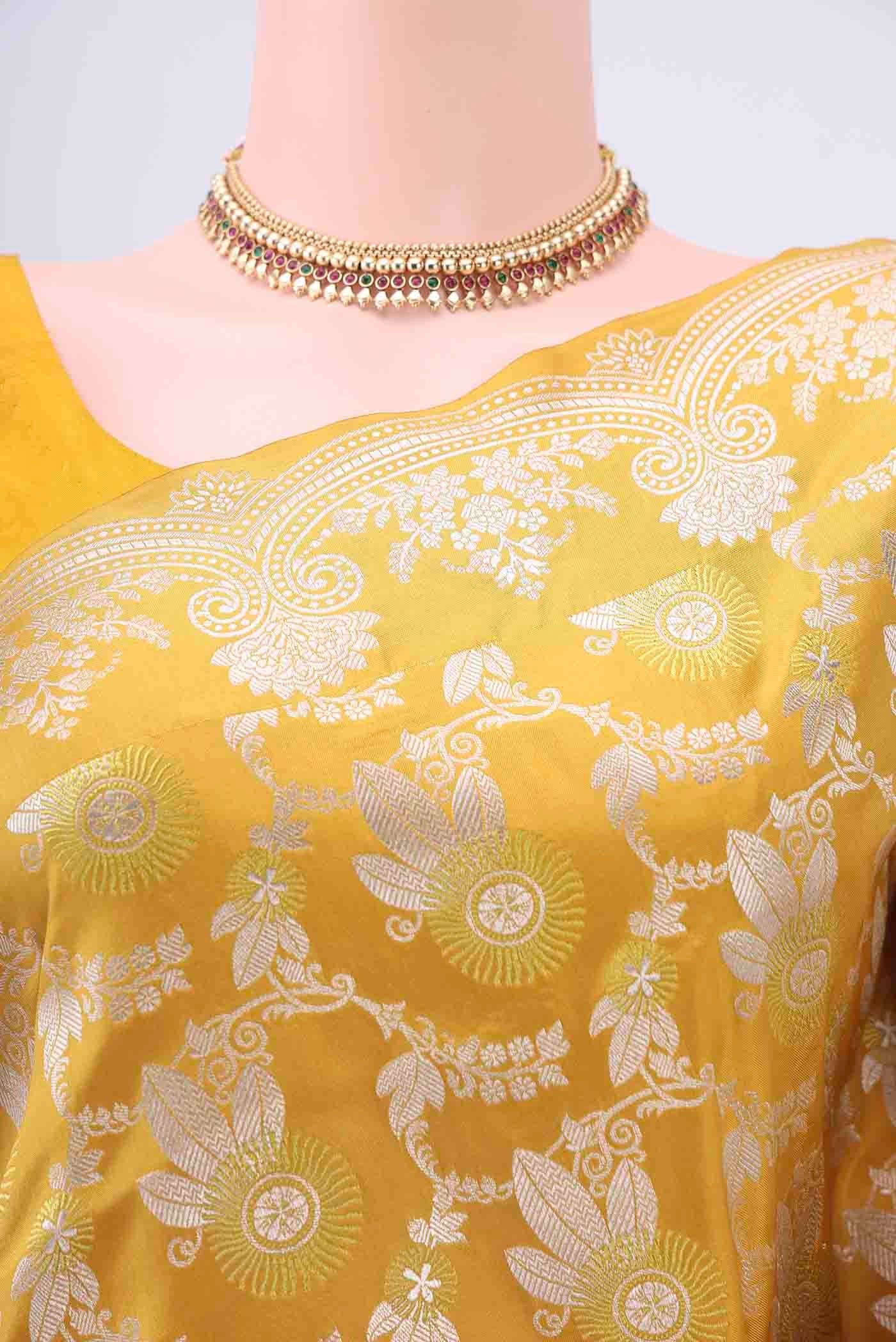 Mustard Dual Tone Banarasi Silk Saree - Image 2