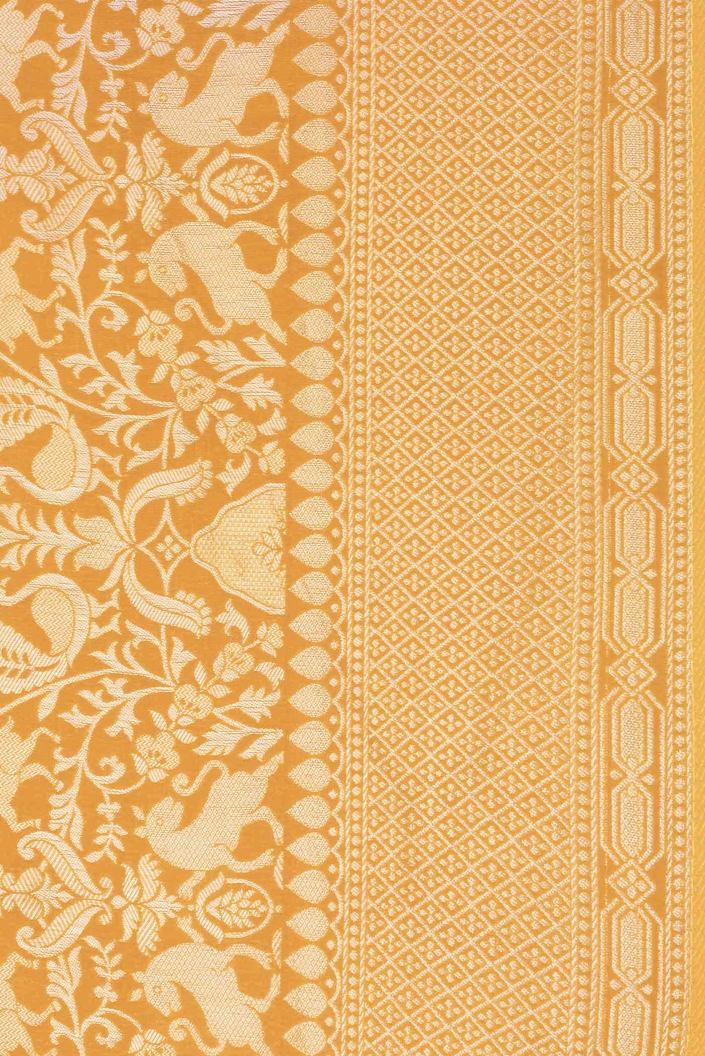 Mustard Dual Tone Blended Banarasi Silk Saree - Image 3