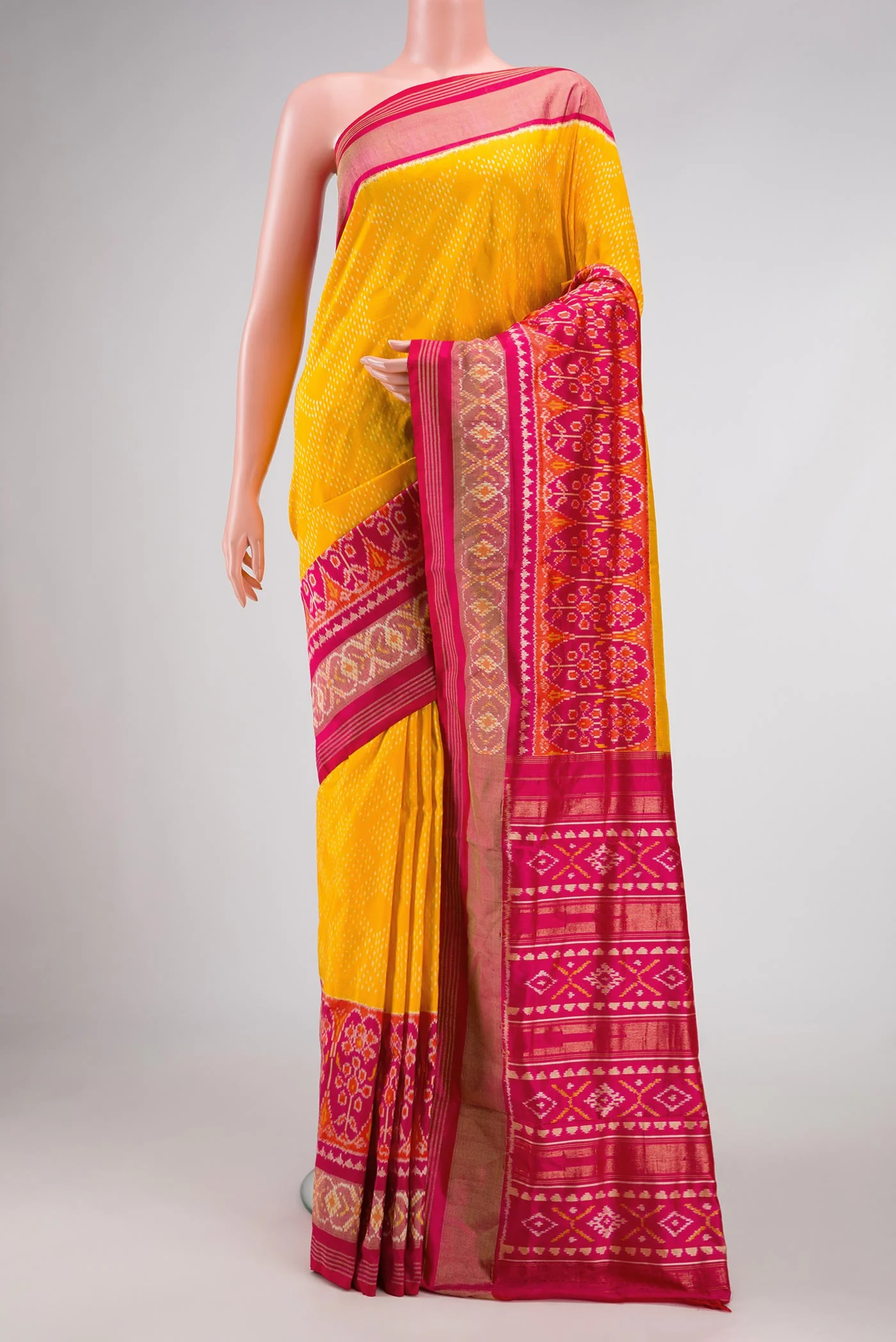 Yellow Pochampally Silk Saree