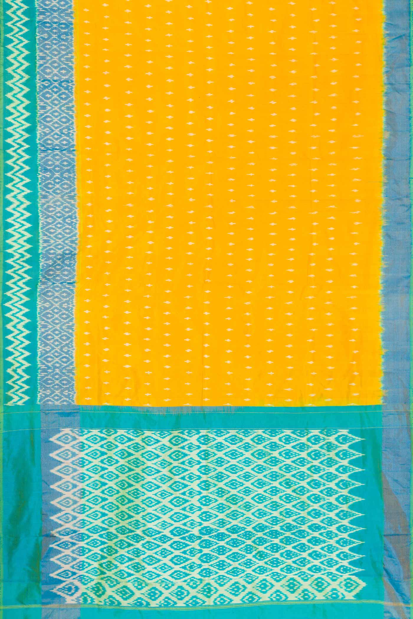 Yellow Pochampally Silk Saree - Image 6