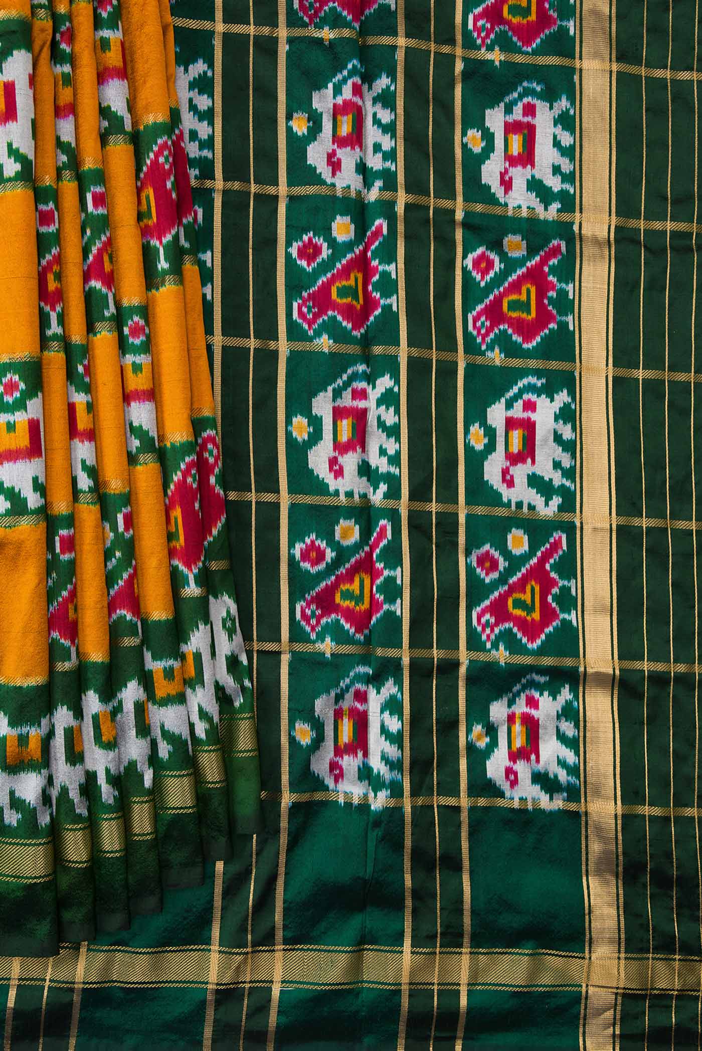 Multi Color Pochampally Silk Saree - Image 4