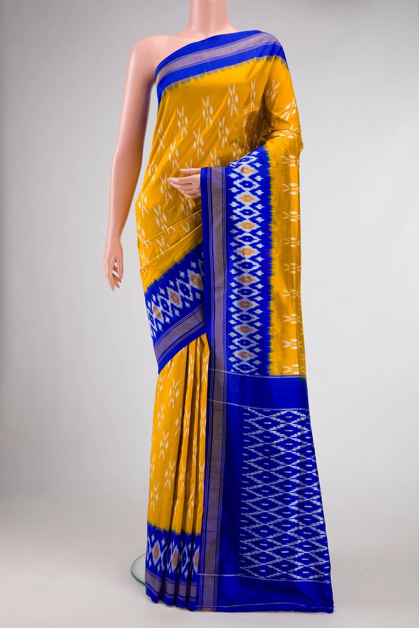 Mustard Pochampally Silk Saree