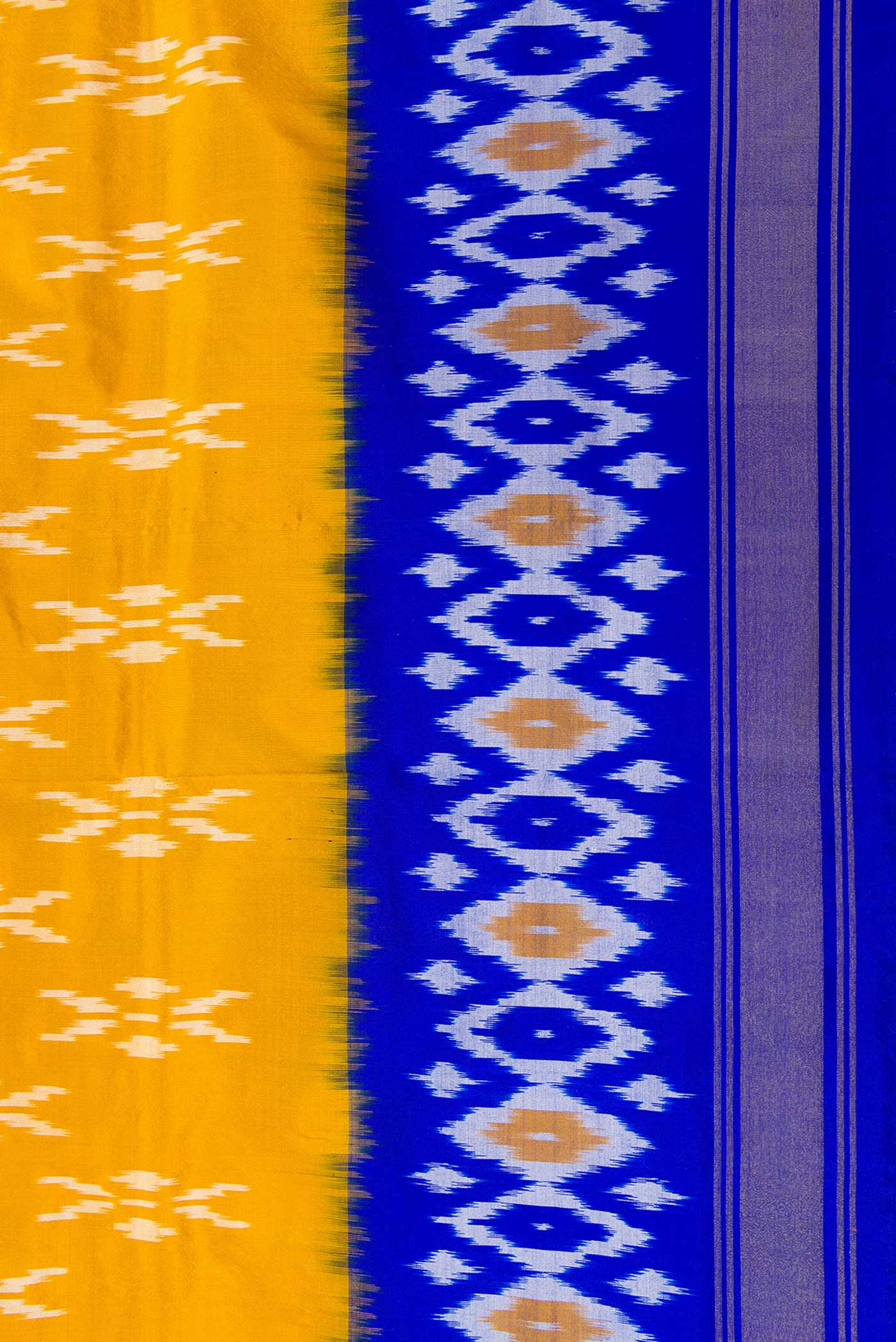 Mustard Pochampally Silk Saree - Image 3