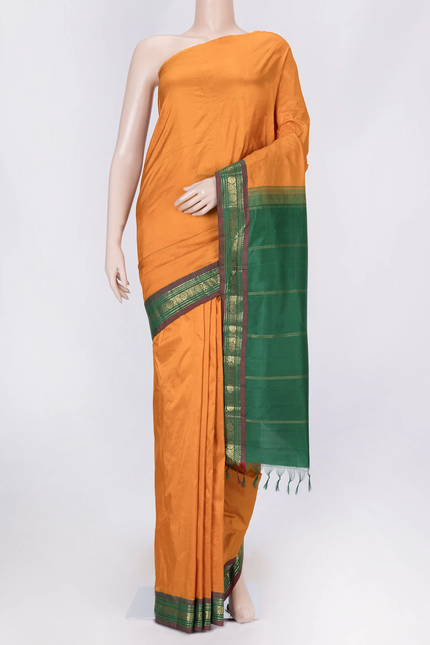 Mustard Dual Tone Kanchipuram Saree