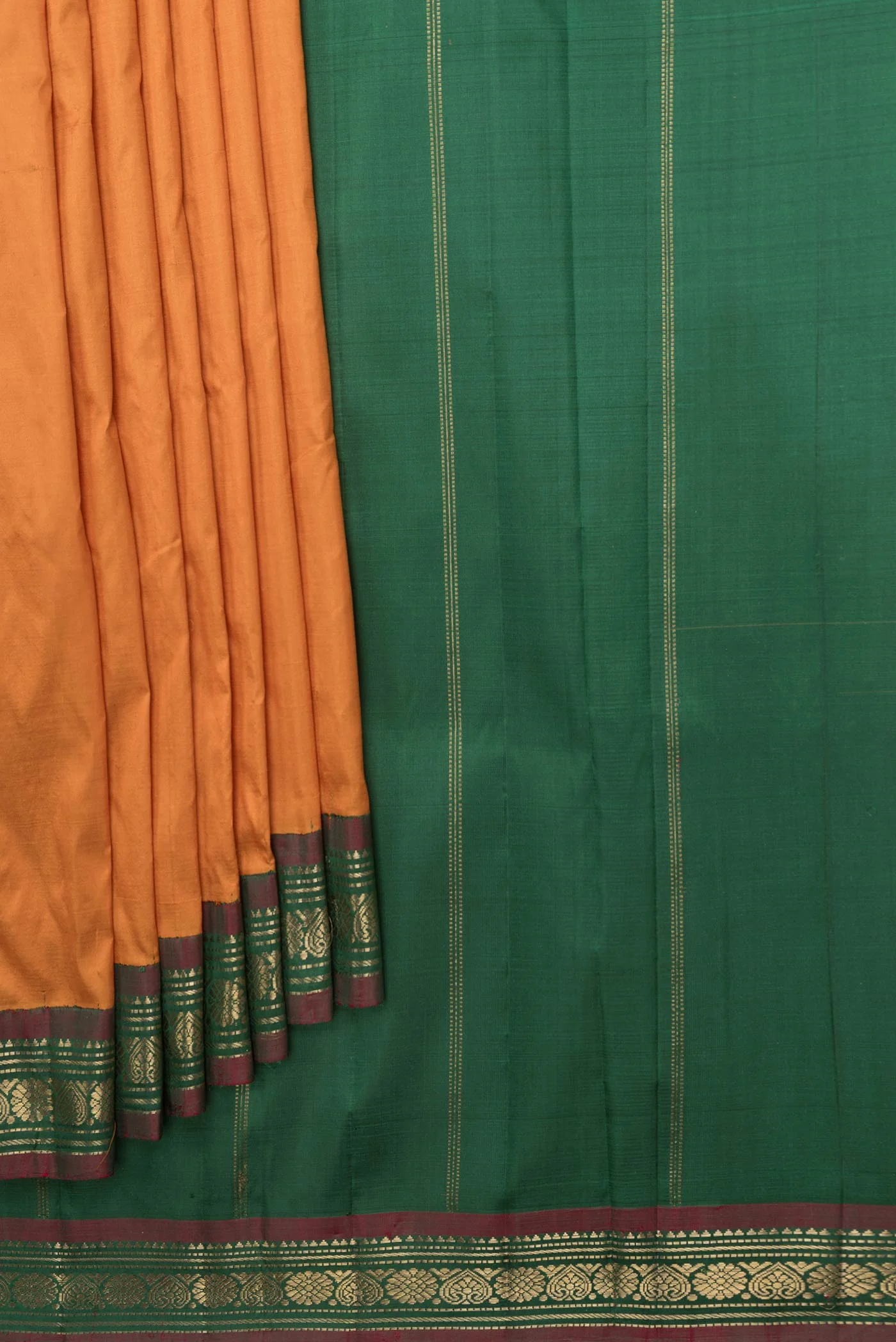 Mustard Dual Tone Kanchipuram Saree - Image 4