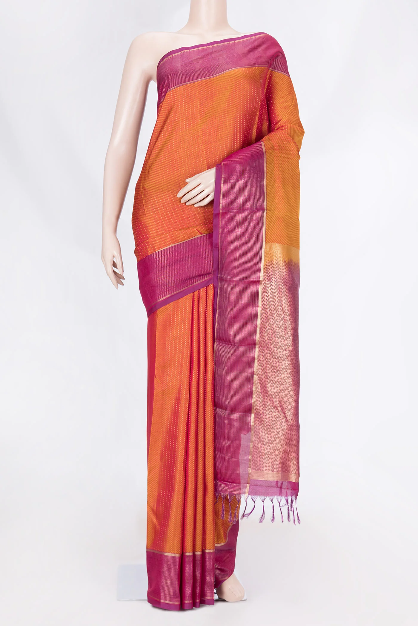 Mustard Dual Tone Kanchipuram Saree