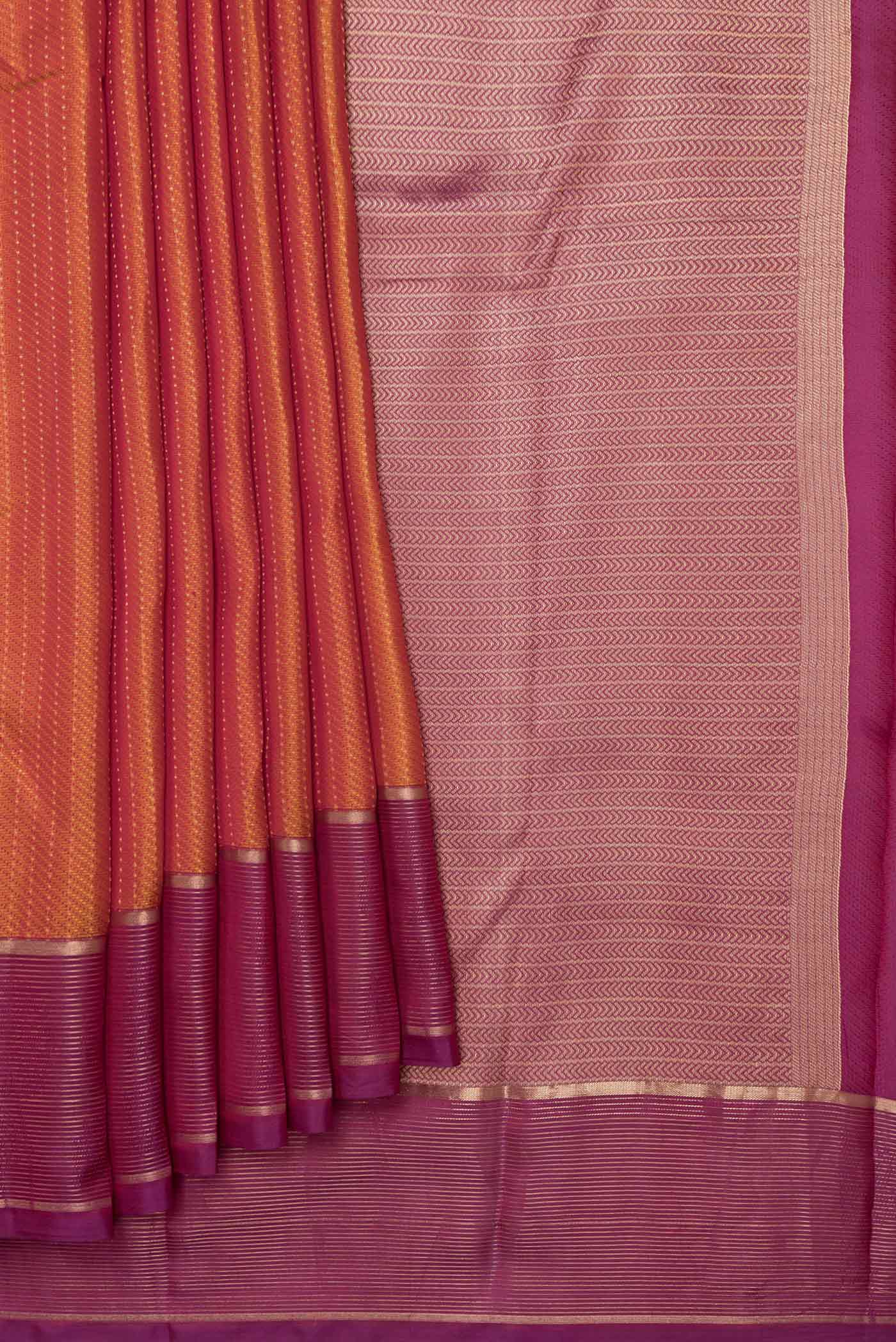 Mustard Dual Tone Kanchipuram Saree - Image 4