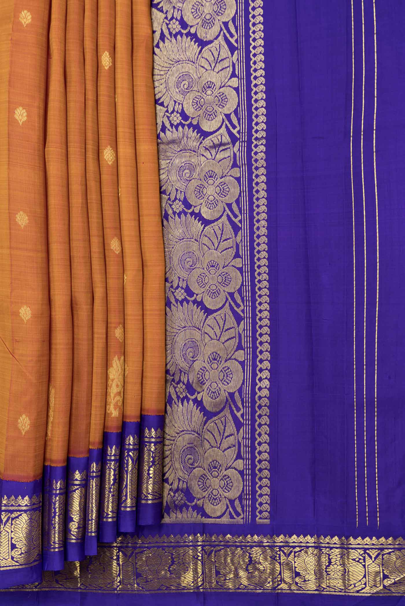 Mustard Dual Tone Kanchipuram Saree - Image 4