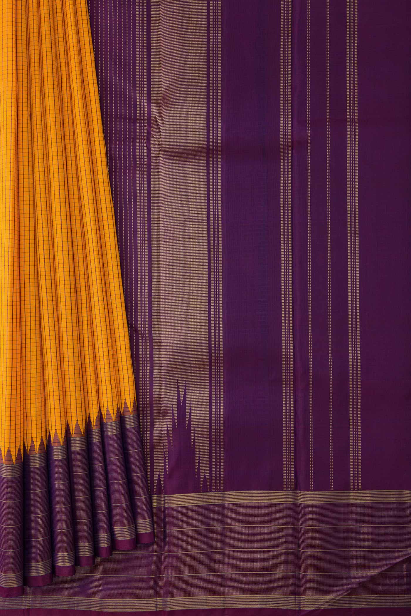 Mustard Dual Tone Kanjivaram Saree - Image 4
