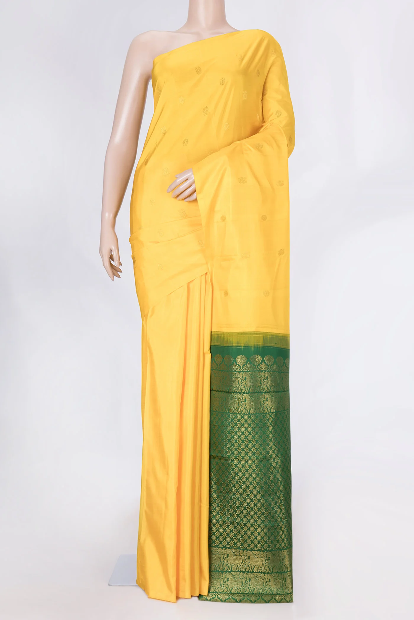 Mustard Dual Tone Kanchipuram Saree