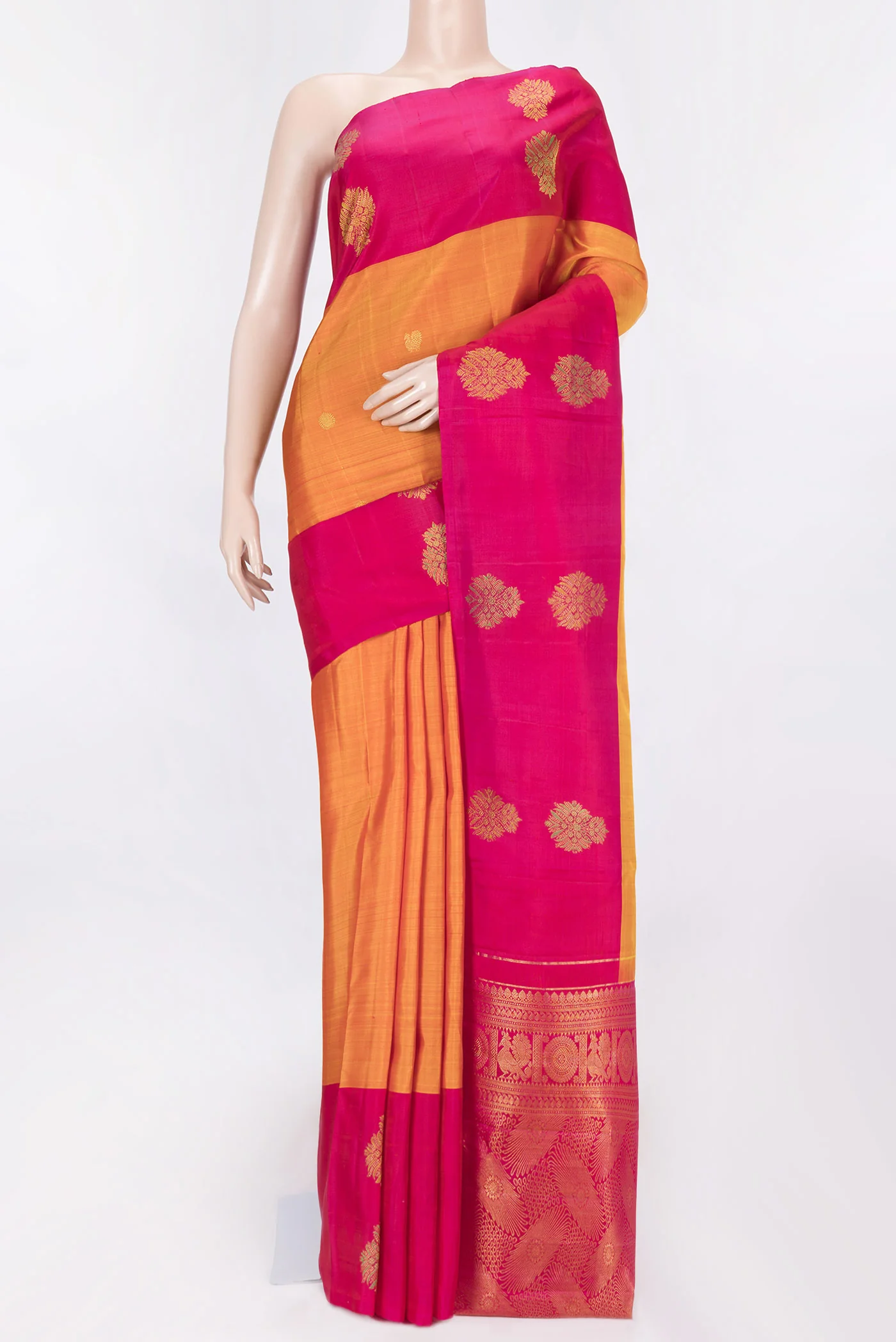 Mustard Dual Tone Kanjivaram Saree