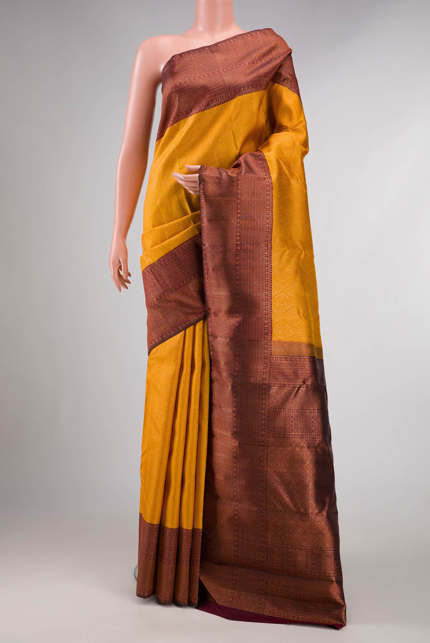Mustard Dual Tone Kanchipuram Silk Saree