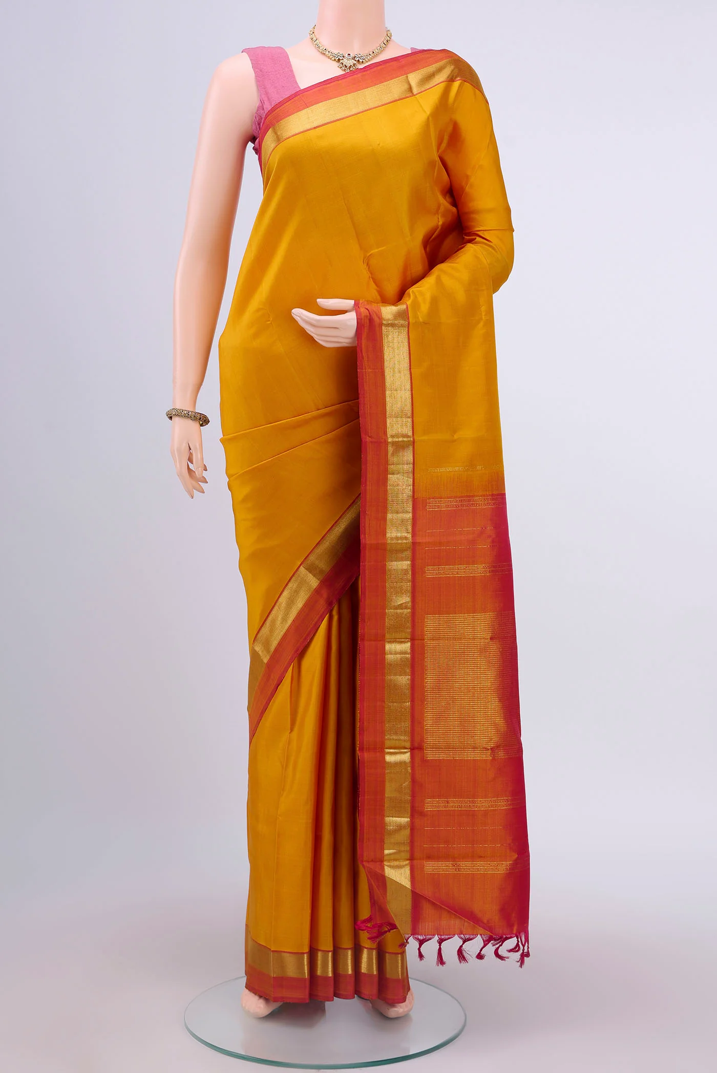 Mustard Dual Tone Kanjivaram Silk Saree