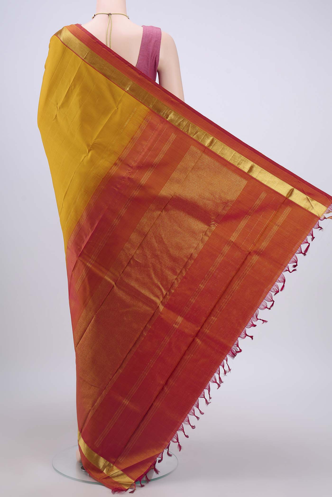 Mustard Dual Tone Kanjivaram Silk Saree - Image 3