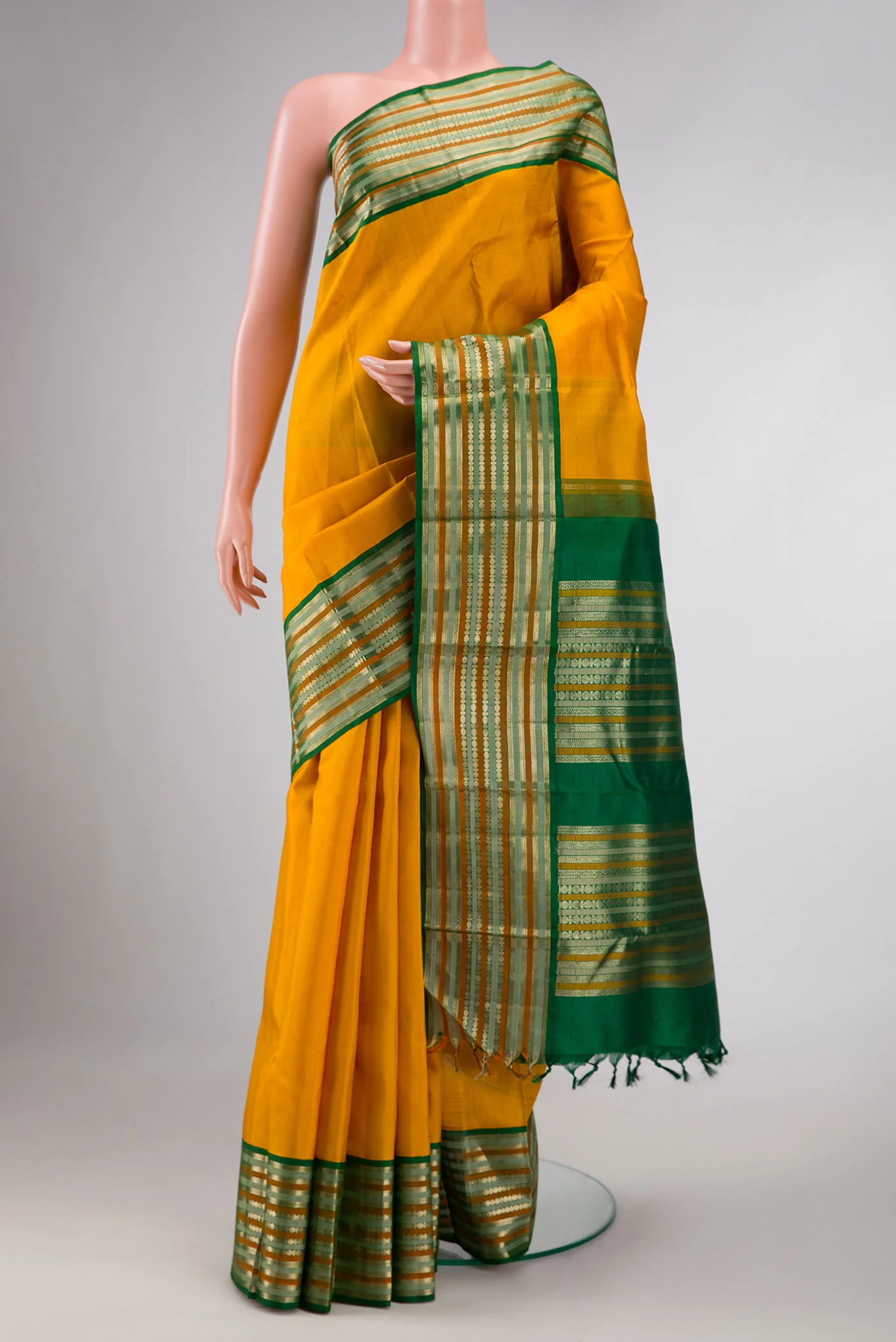 Mustard Dual Tone Kanjivaram Silk Saree