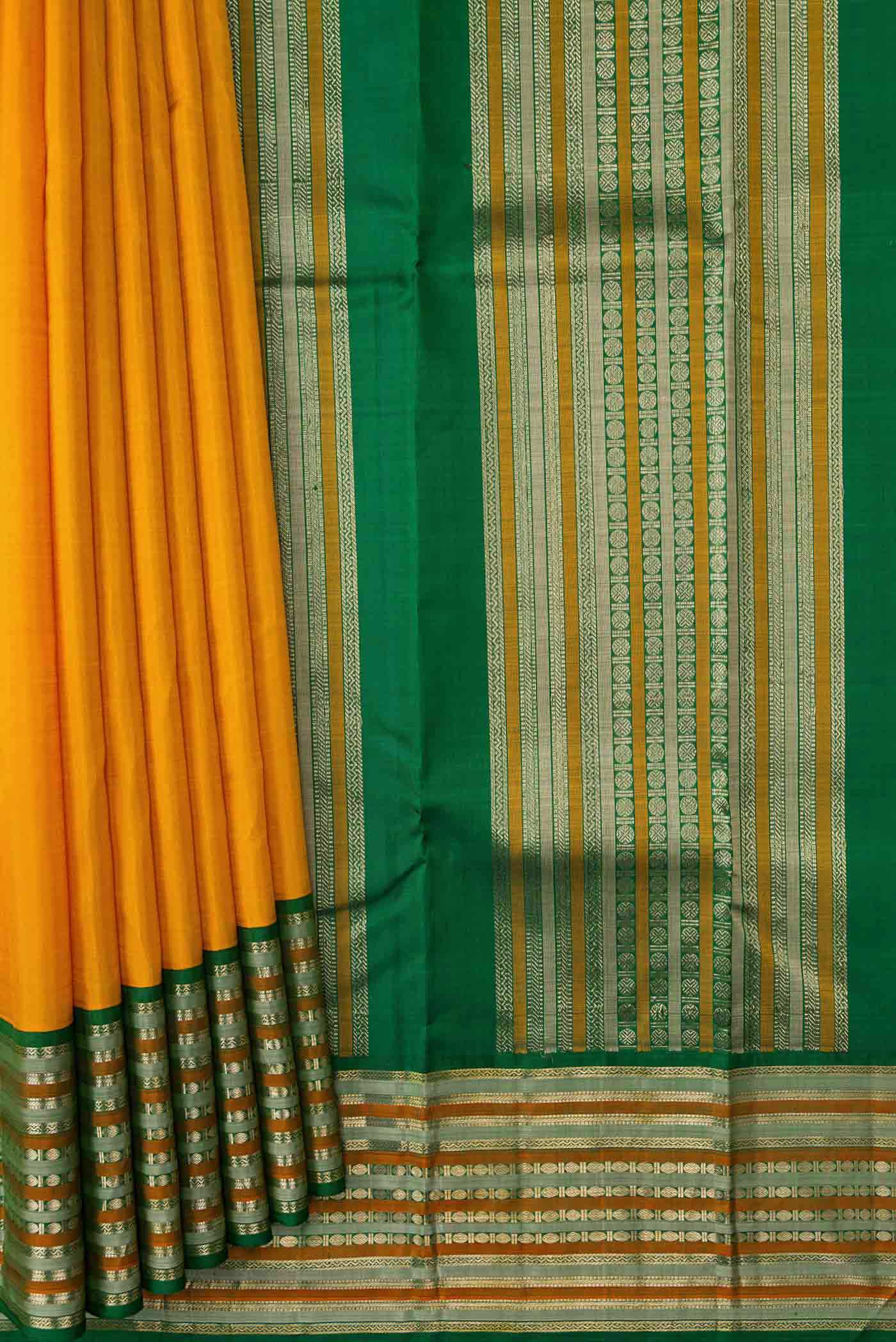 Mustard Dual Tone Kanjivaram Silk Saree - Image 4