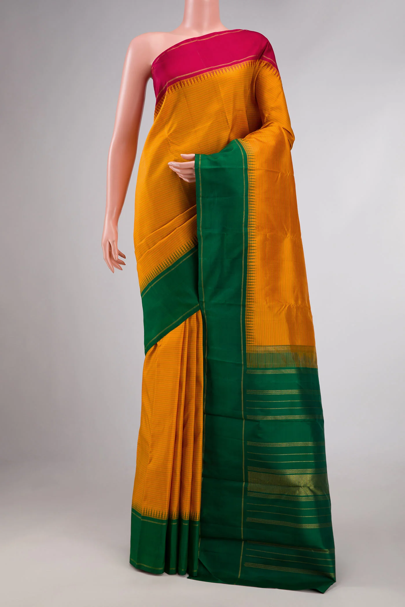Mustard Dual Tone Kanchipuram Silk Saree