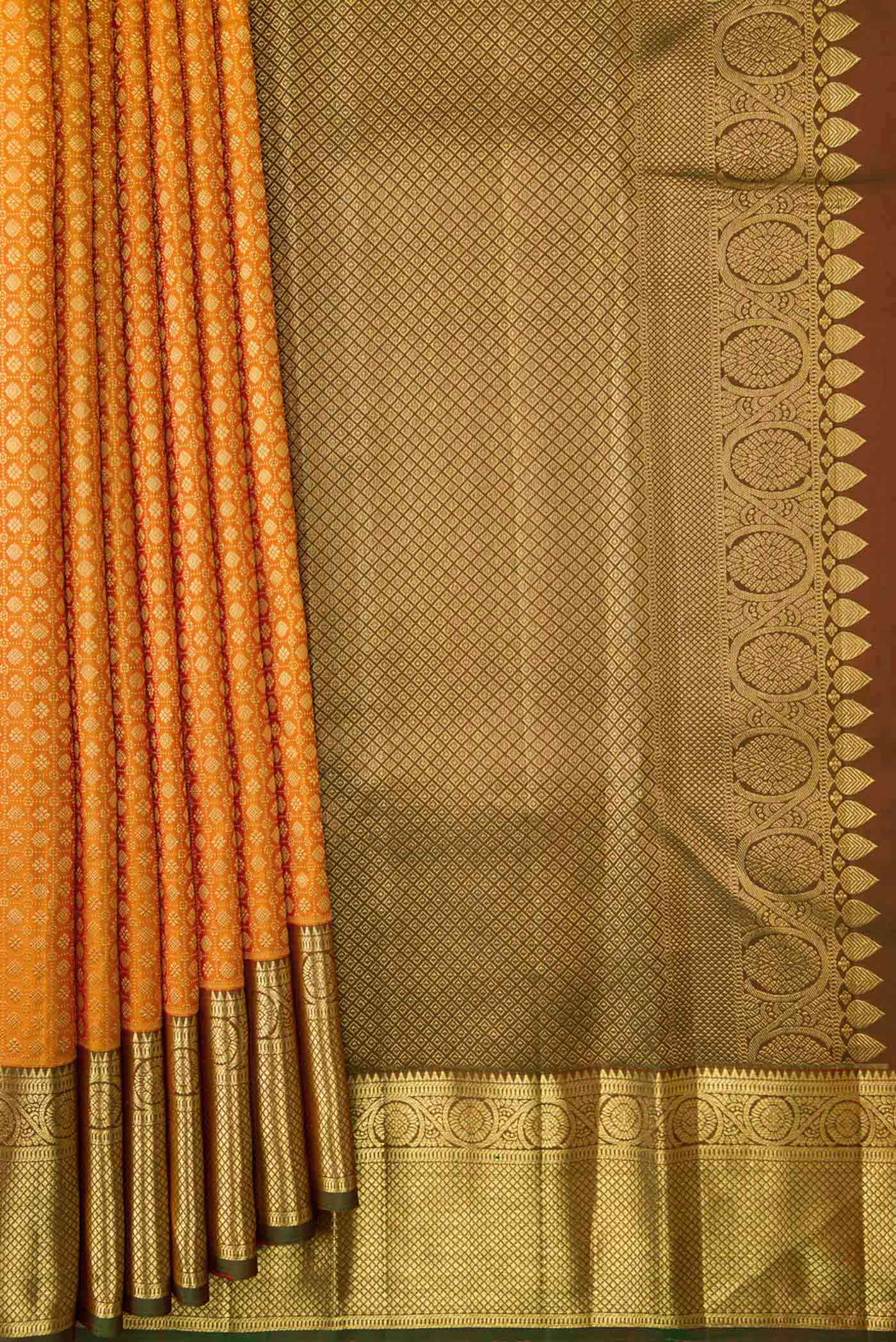 Mustard Dual Tone Kanjivaram Silk Saree - Image 4