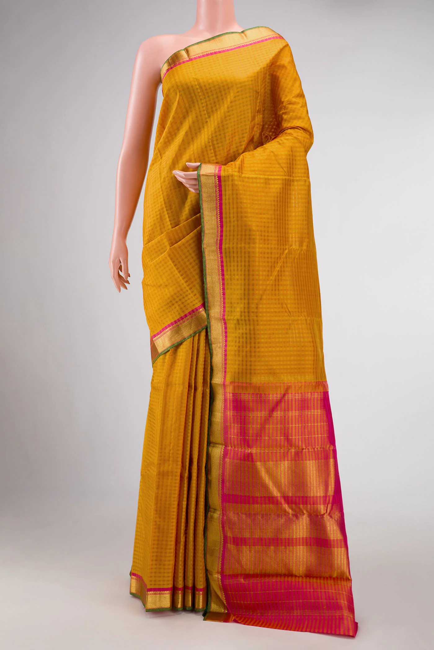 Mustard Dual Tone Kanchipuram Silk Saree