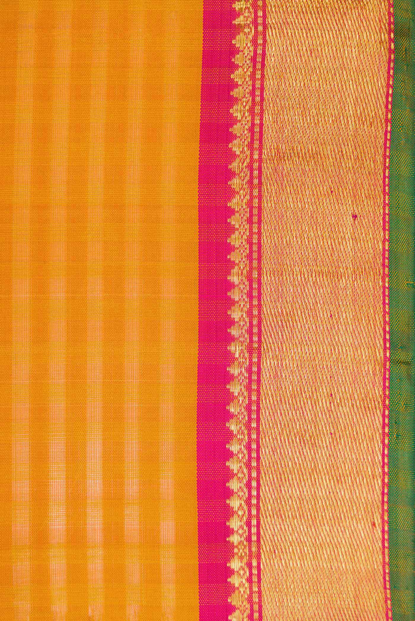 Mustard Dual Tone Kanchipuram Silk Saree - Image 3