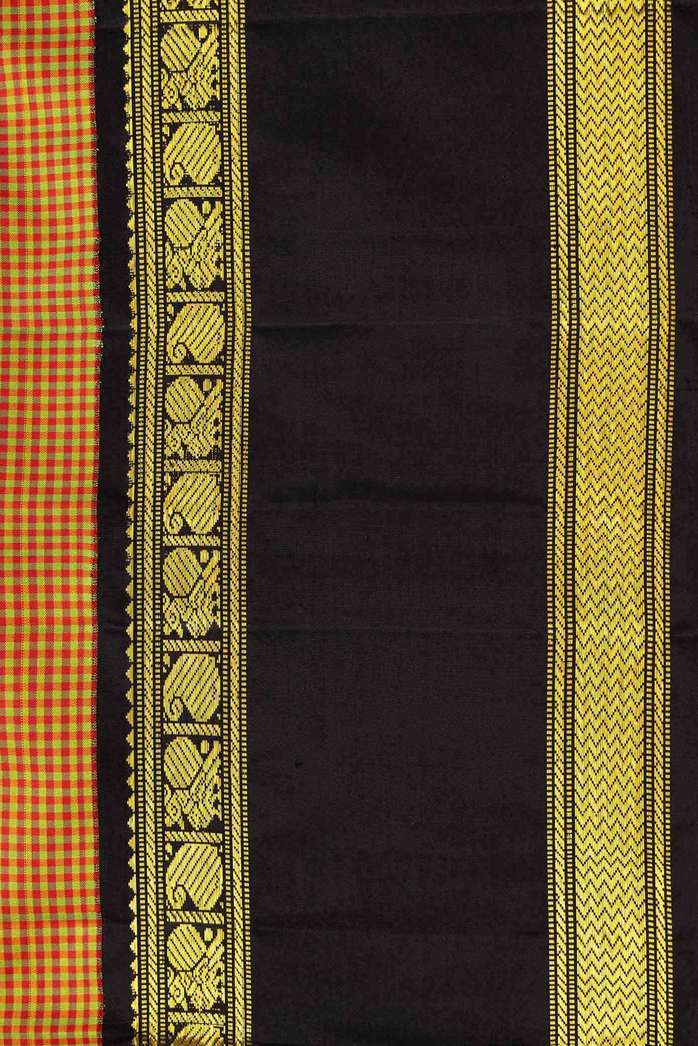 Pure Silk Pure Zari Mustard Dual Tone Kanjivaram Saree - Image 5