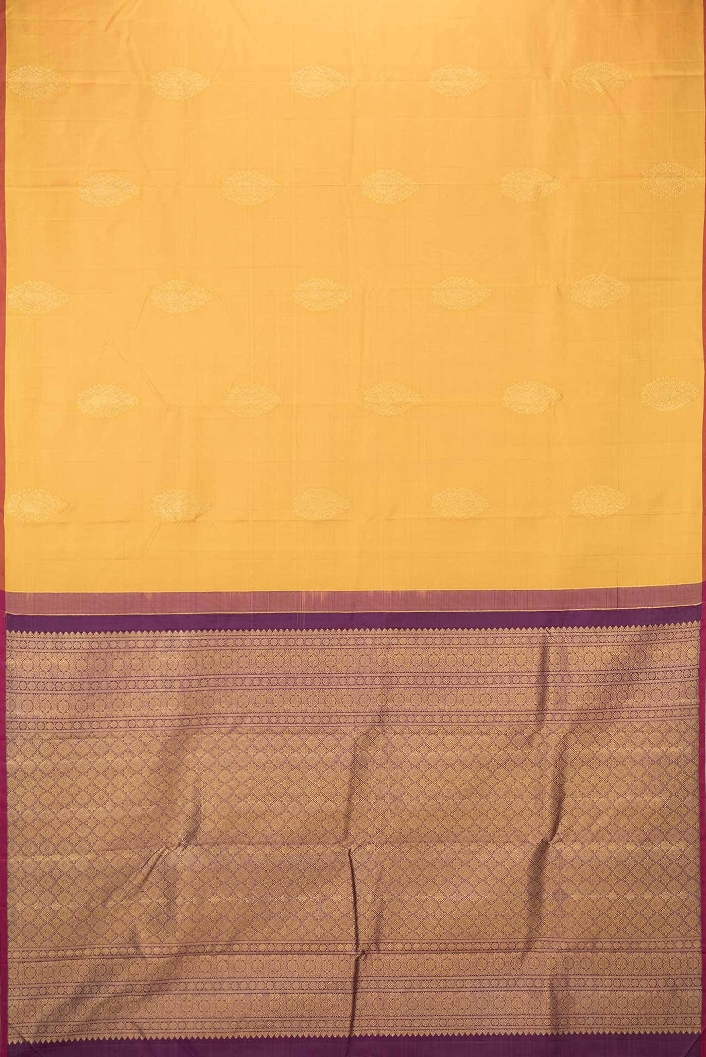 Pure Silk Pure Zari Mustard Dual Tone Kanchipuram Saree - Image 4