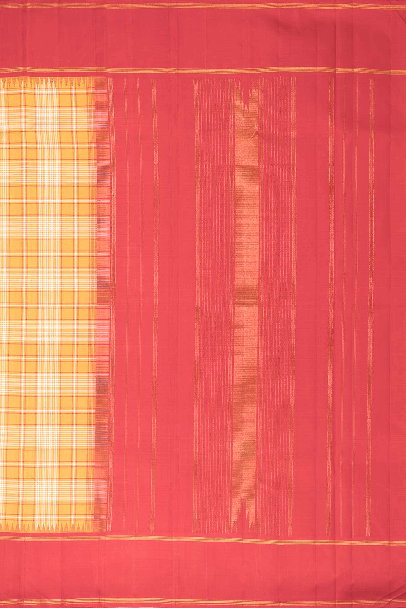Pure Silk Pure Zari Mustard Dual Tone Kanjivaram Saree - Image 5