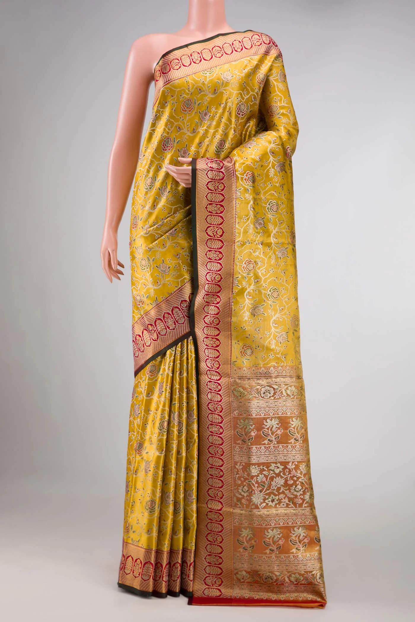 Mustard Dual Tone Kanchipuram Tissue Silk Saree
