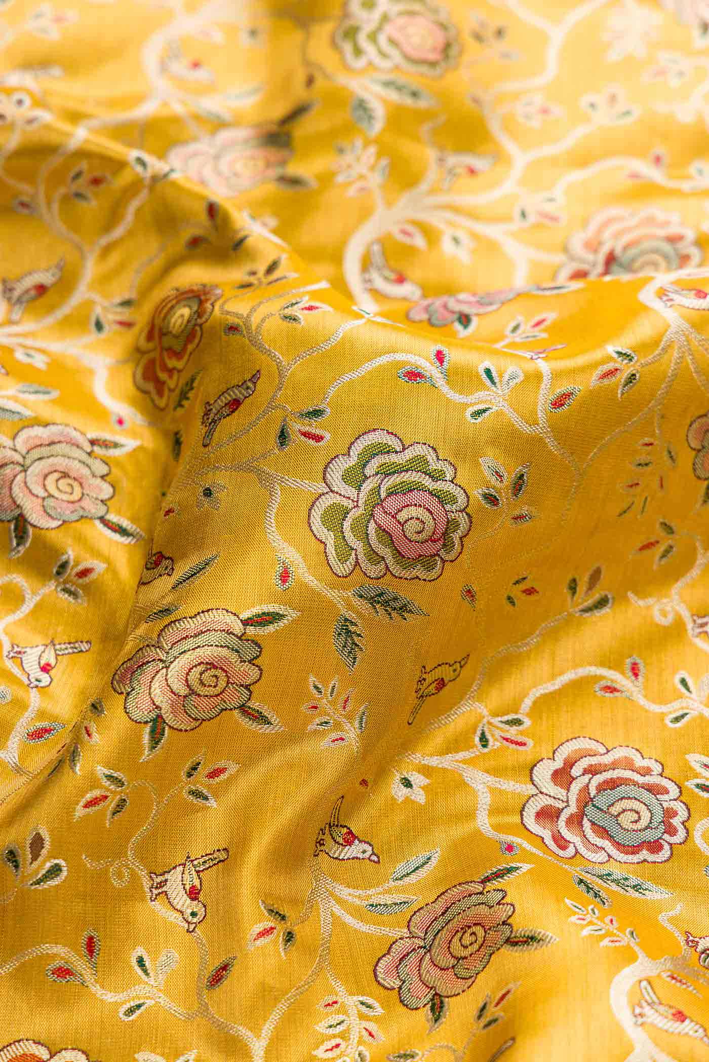 Mustard Dual Tone Kanchipuram Tissue Silk Saree - Image 2