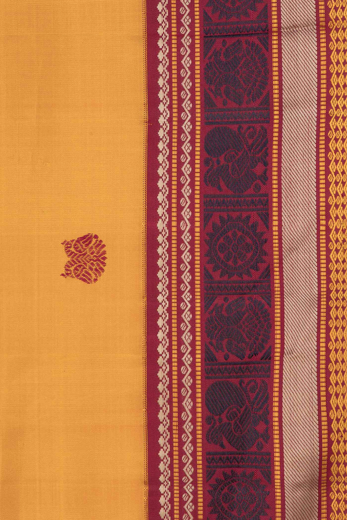 Mustard Dual Tone Kanjivaram Saree - Image 3