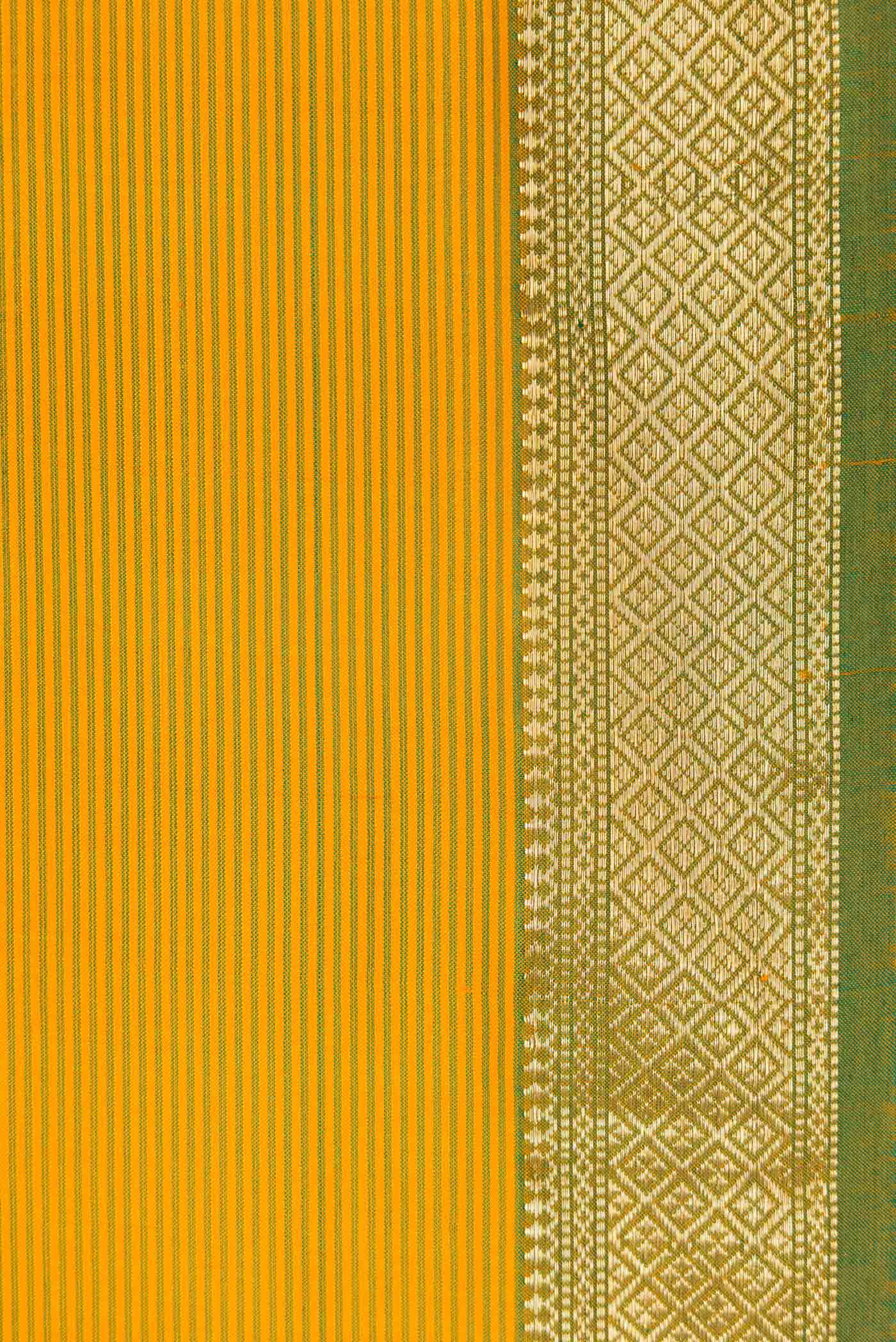 Mustard Maheshwari Silk Saree - Image 3