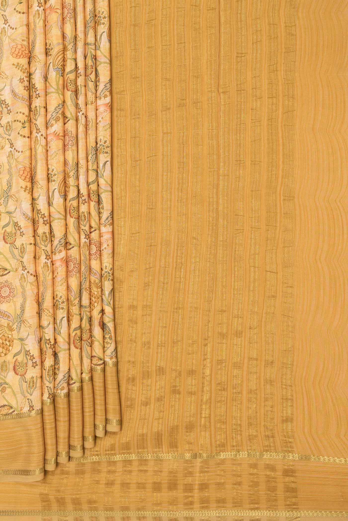 Mustard Dual Tone Mysore Crepe Saree - Image 4