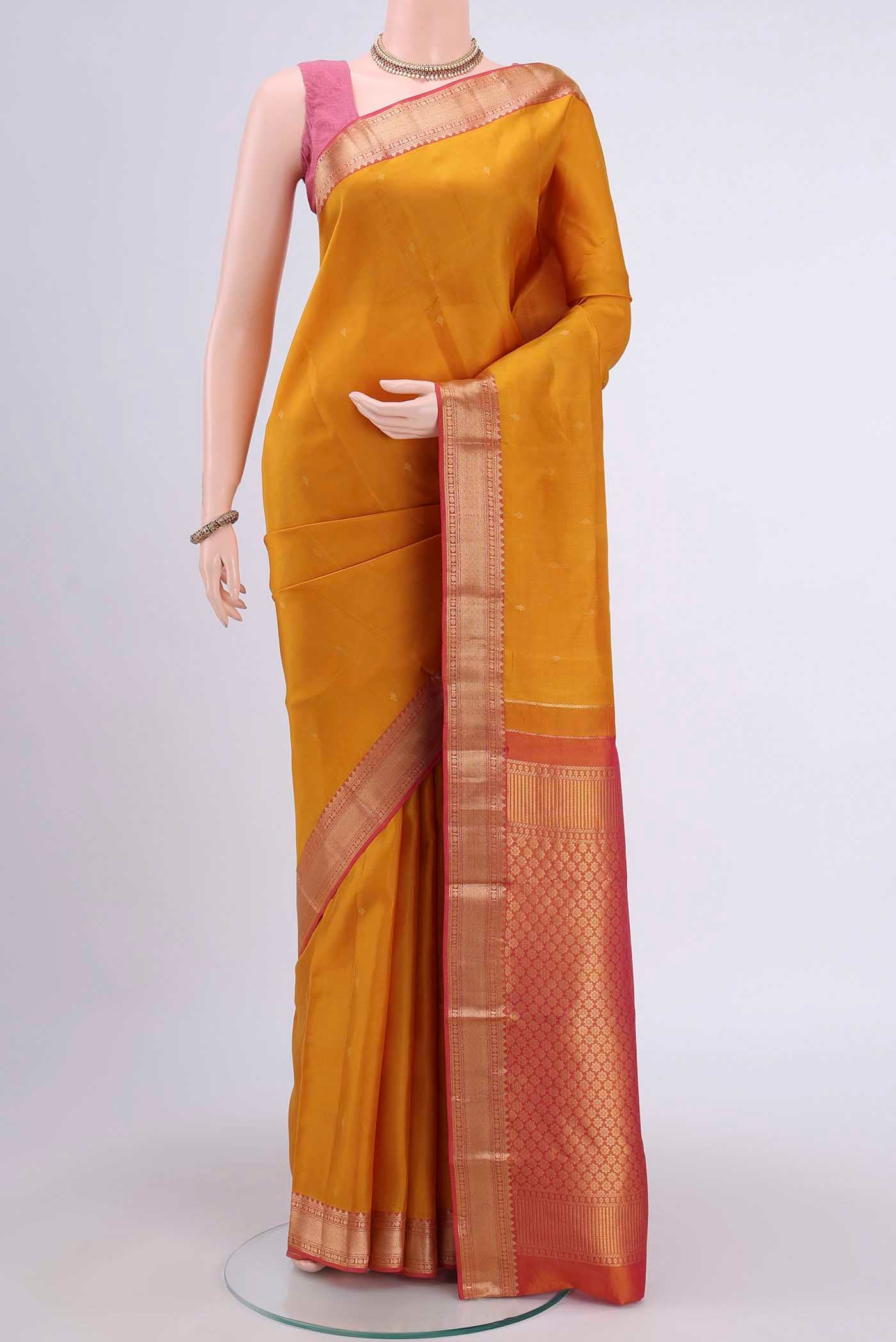 Mustard Kanchipuram Silk Saree