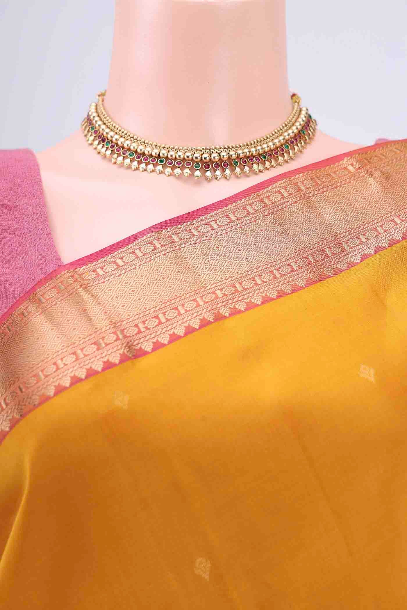 Mustard Kanchipuram Silk Saree - Image 2