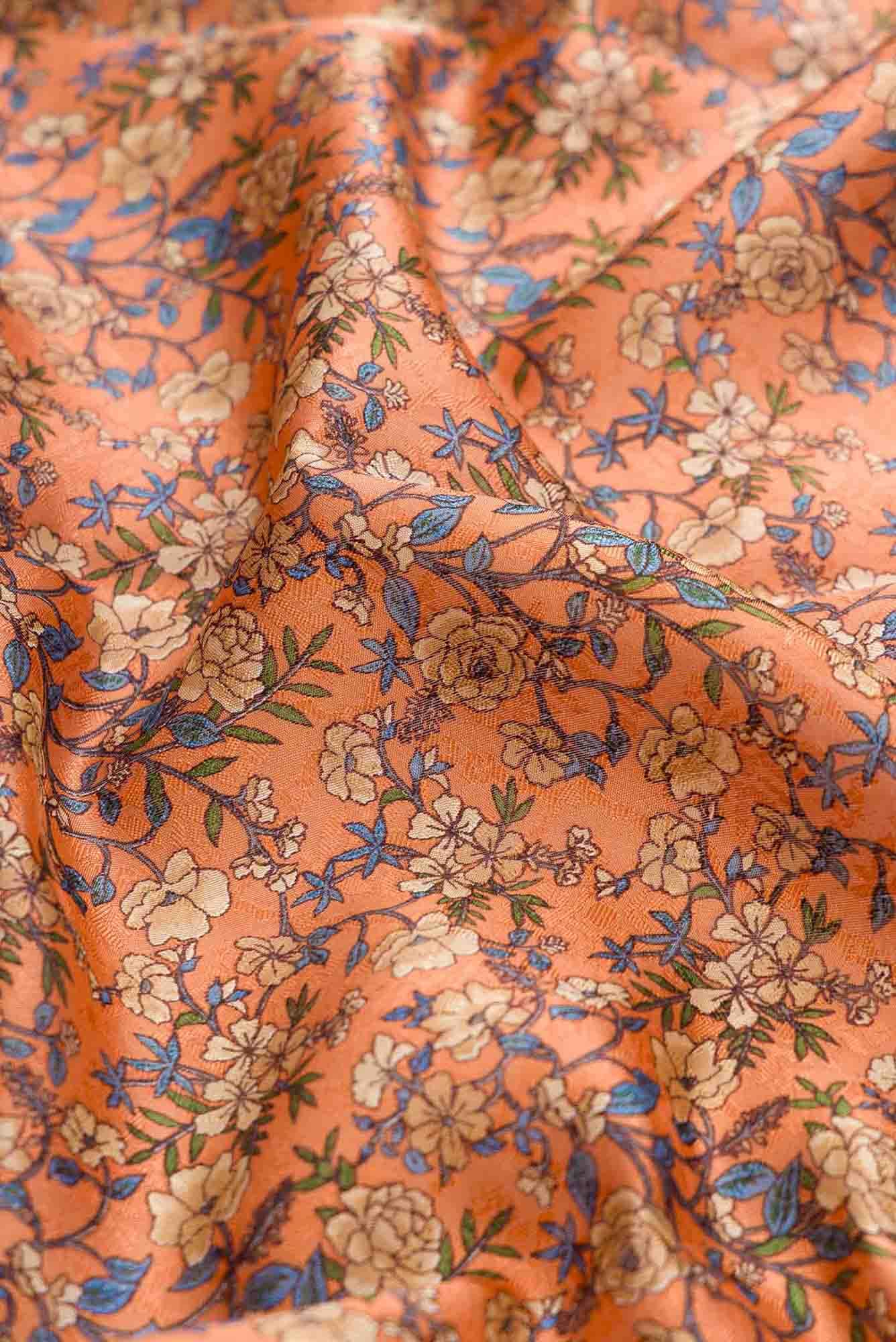 Mustard Dual Tone Printed Silk Saree - Image 3