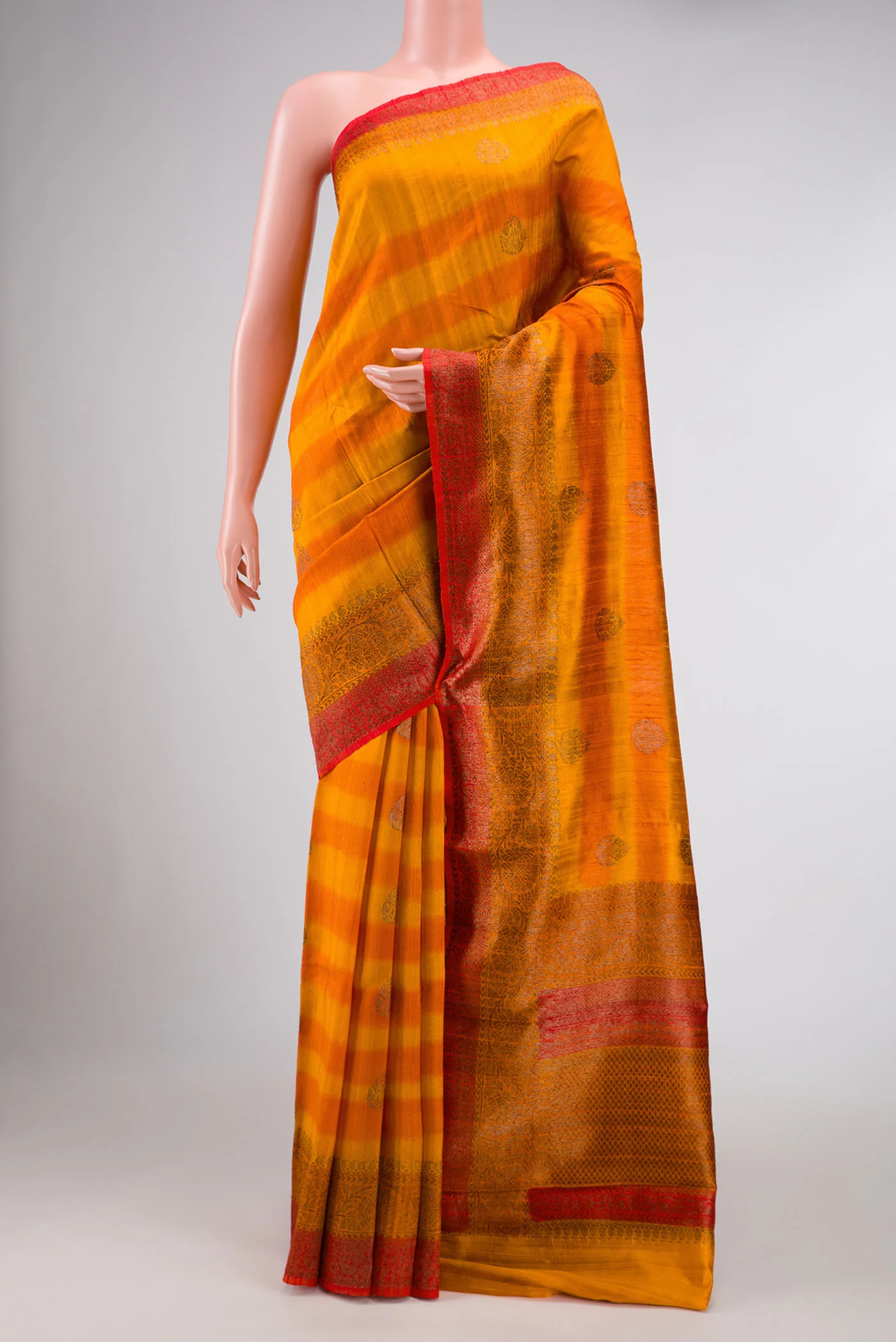Mustard Banarasi Tussar Silk Saree