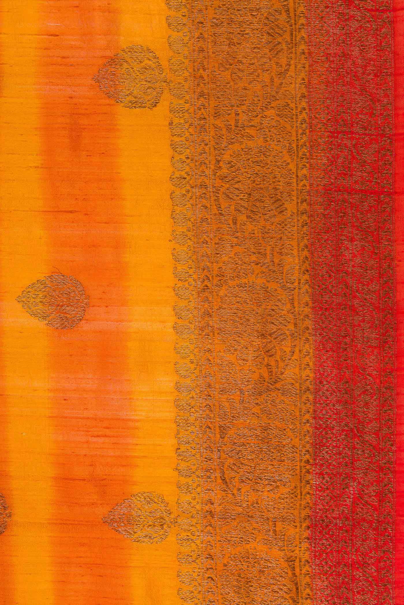 Mustard Banarasi Tussar Silk Saree - Image 3