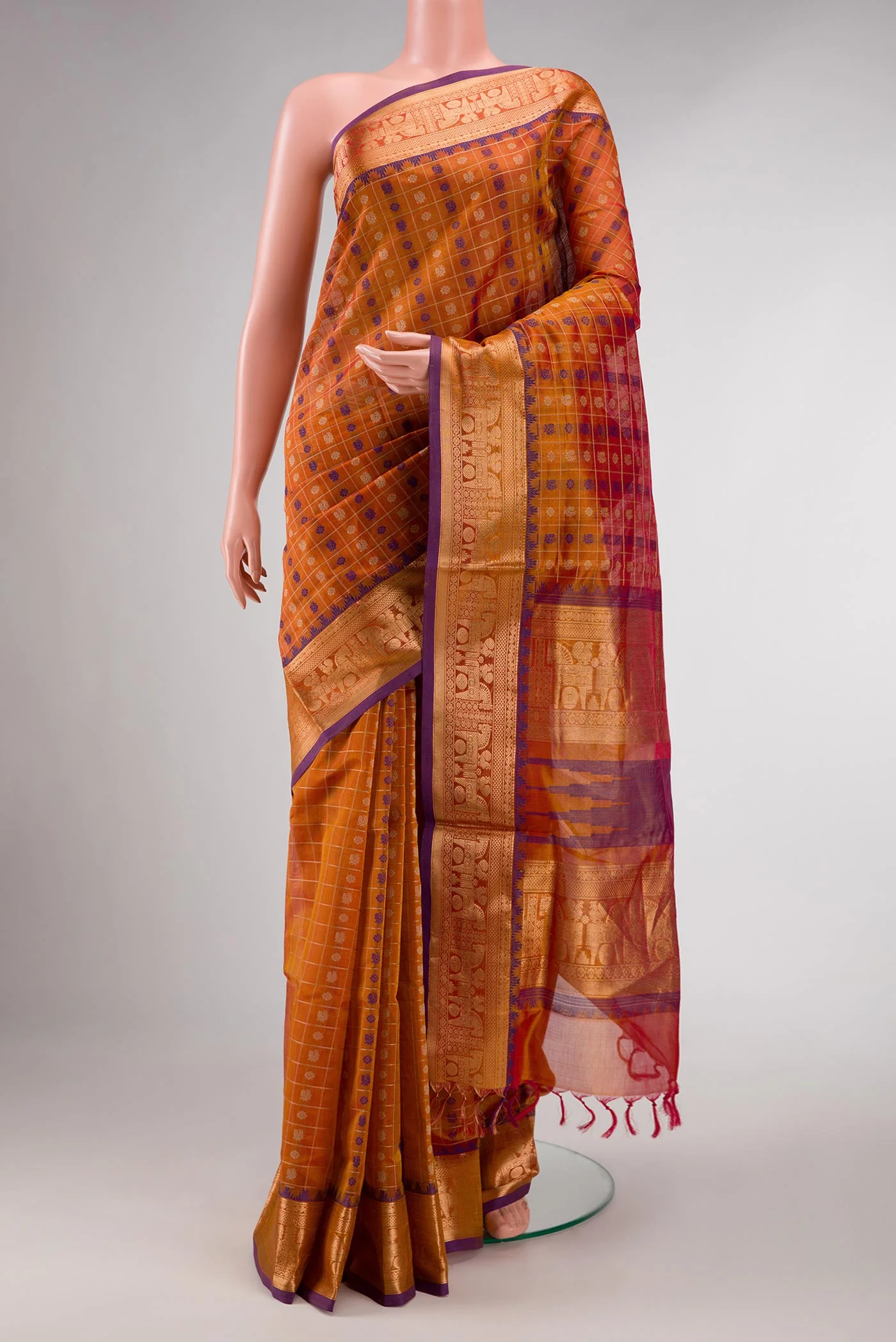 Orange Silk Cotton Saree