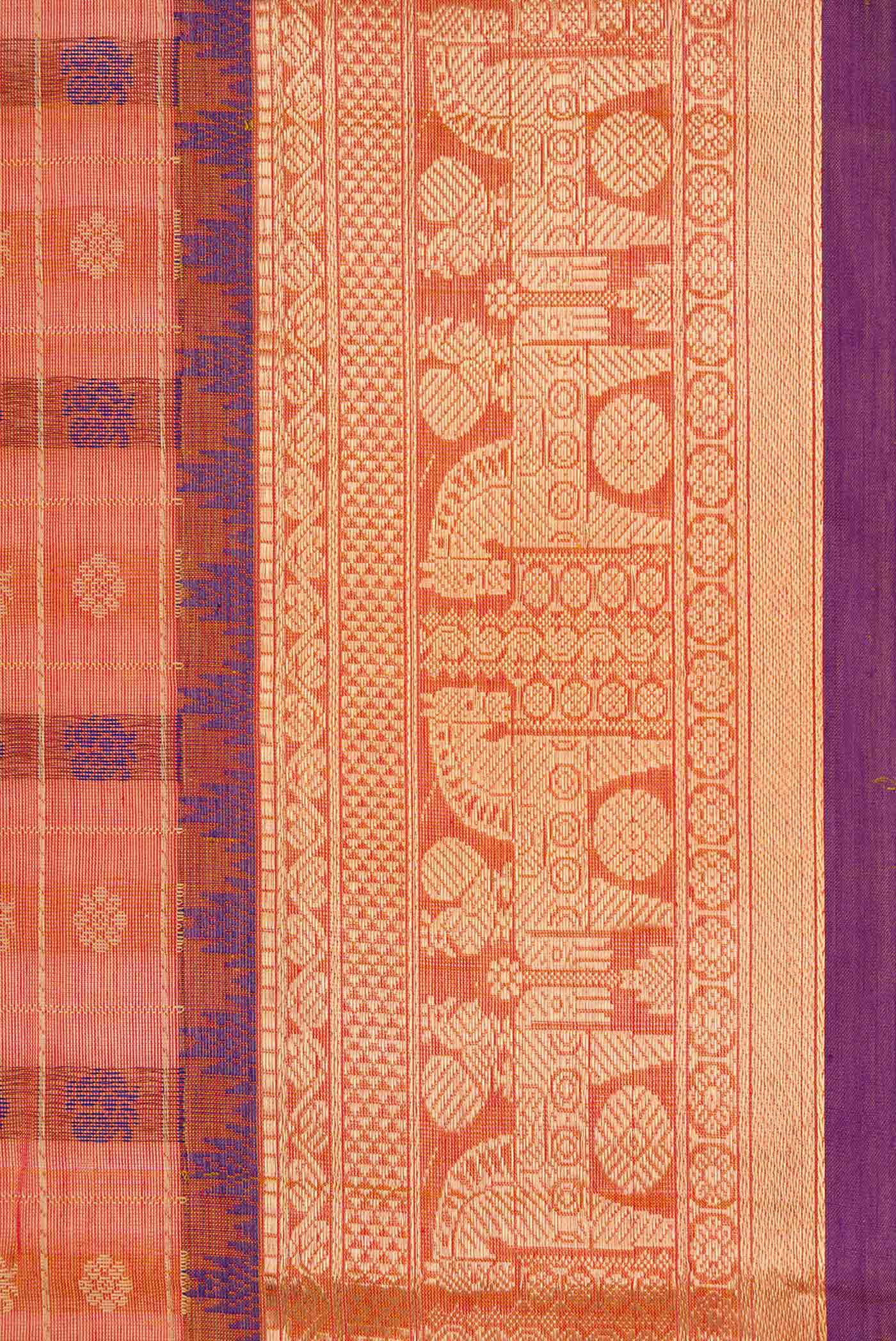 Orange Silk Cotton Saree - Image 3