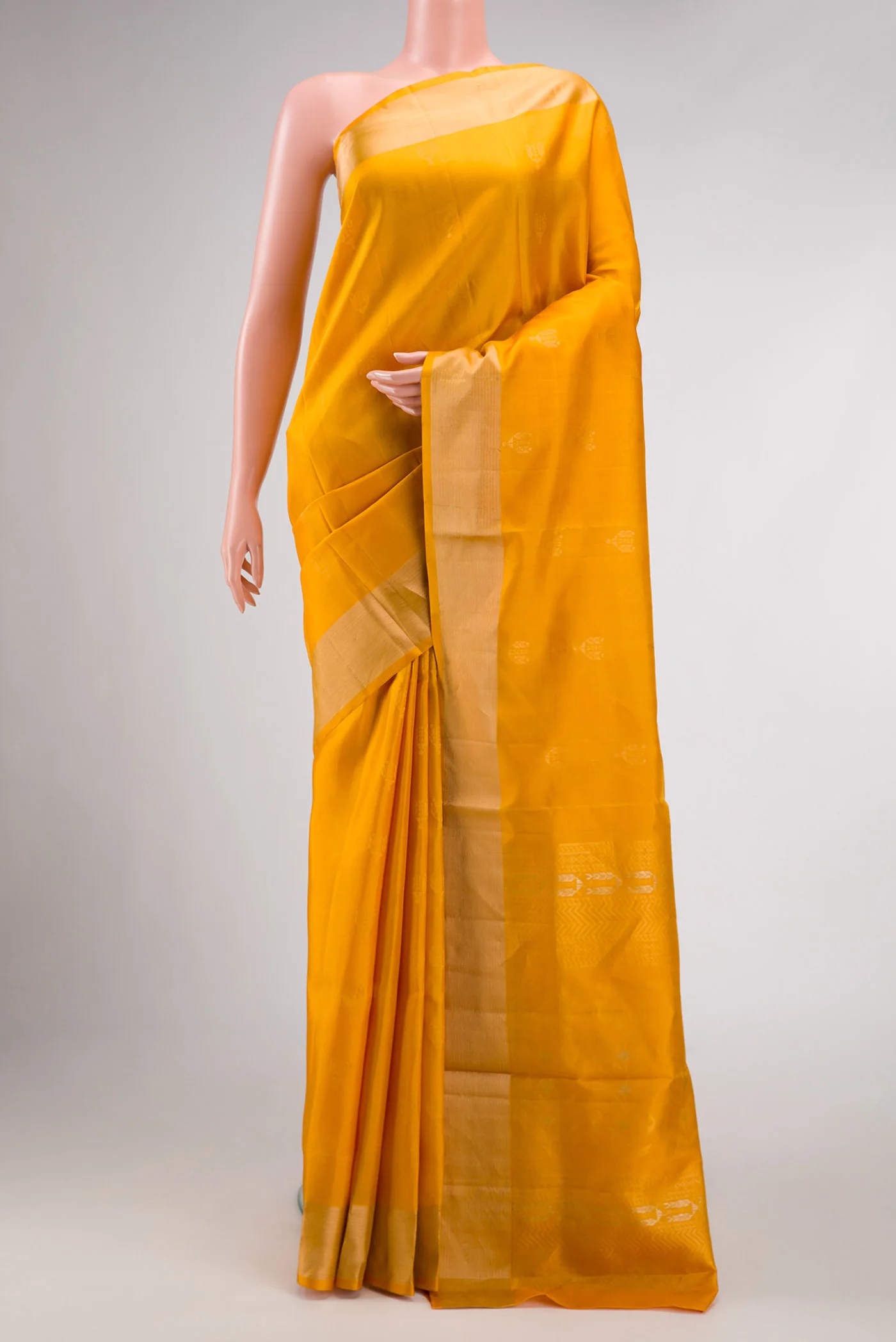 Mustard Dual Tone Soft Silk Saree