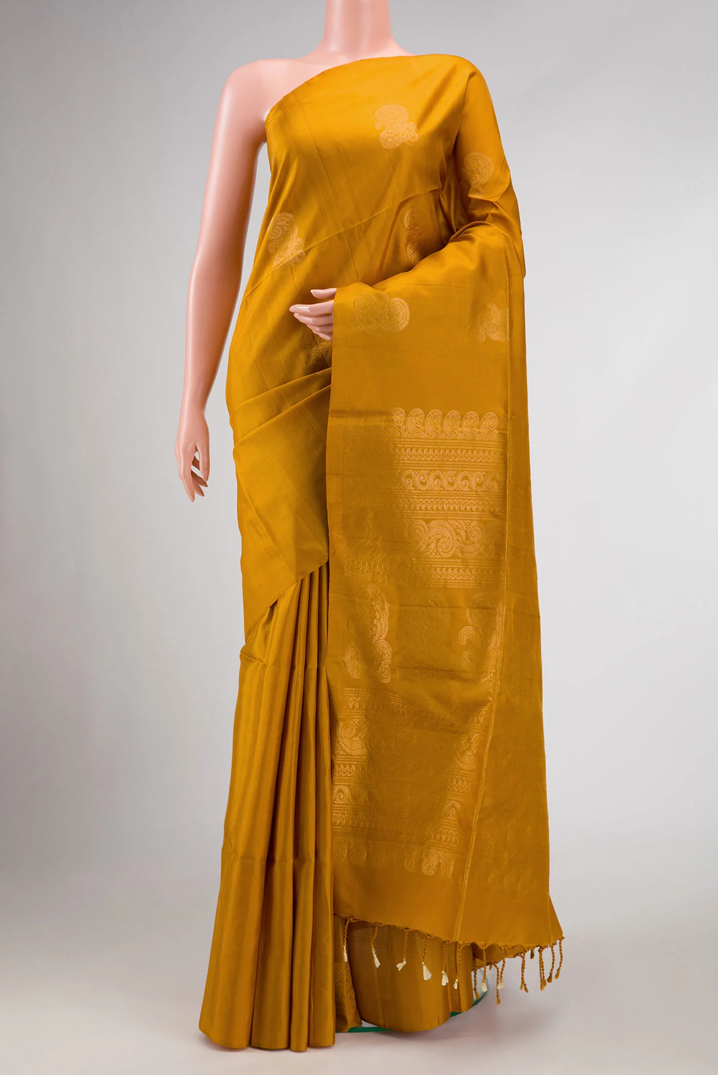 Mustard Dual Tone Soft Silk Saree