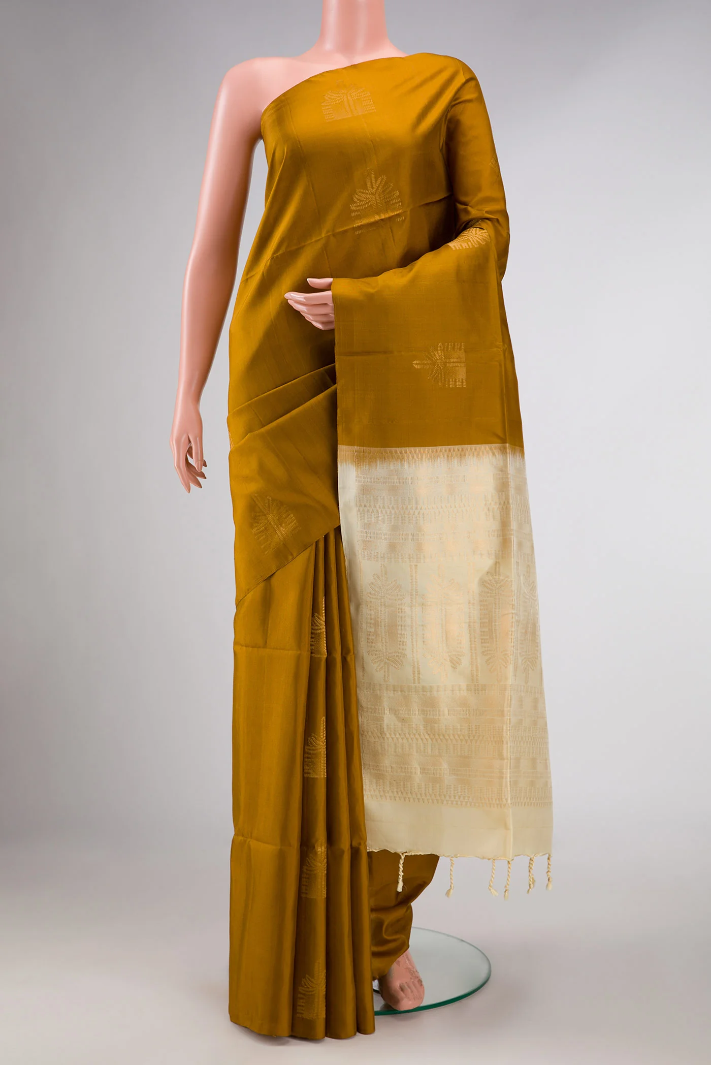 Mustard Dual Tone Soft Silk Saree