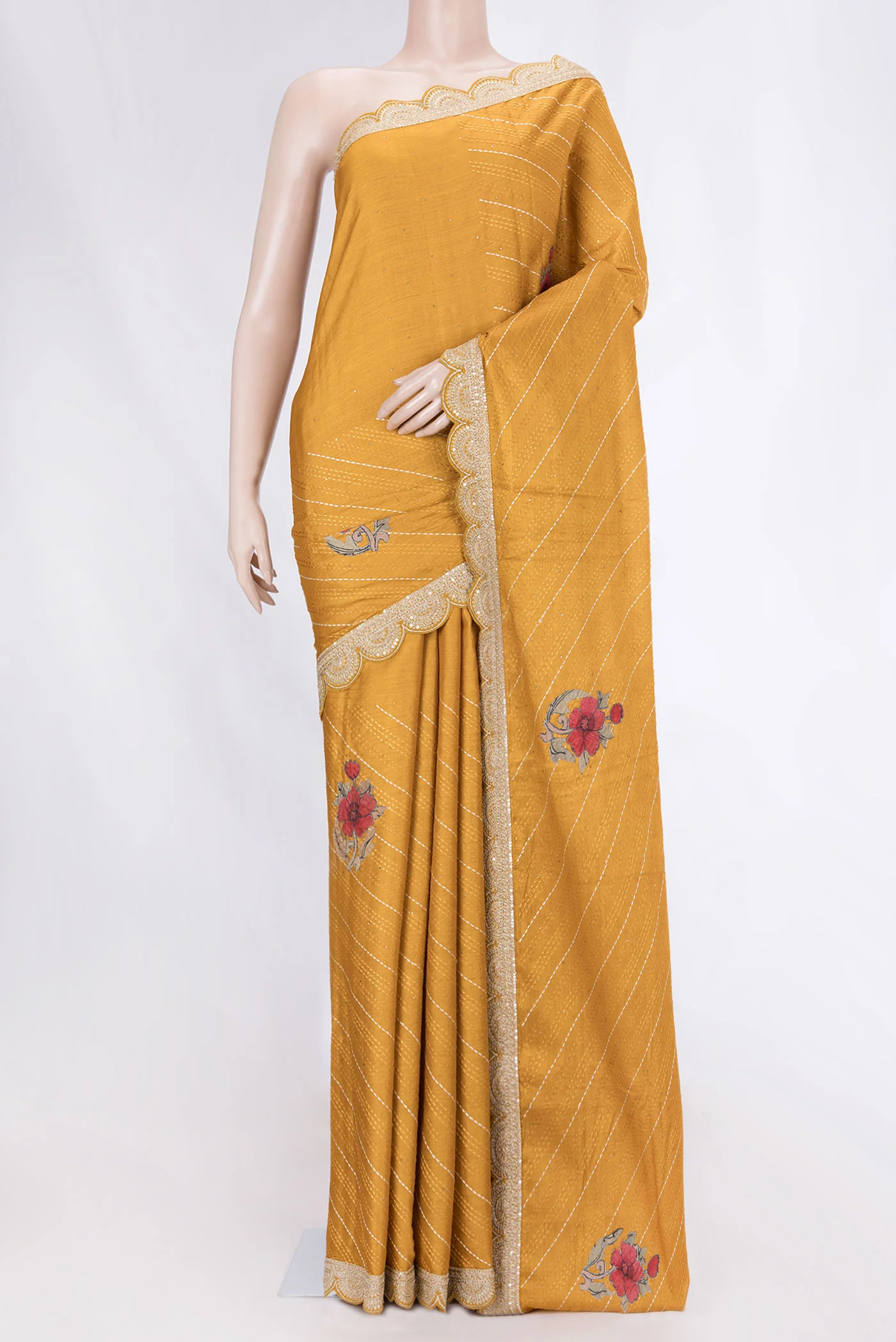 Mustard Tussar Silk Saree