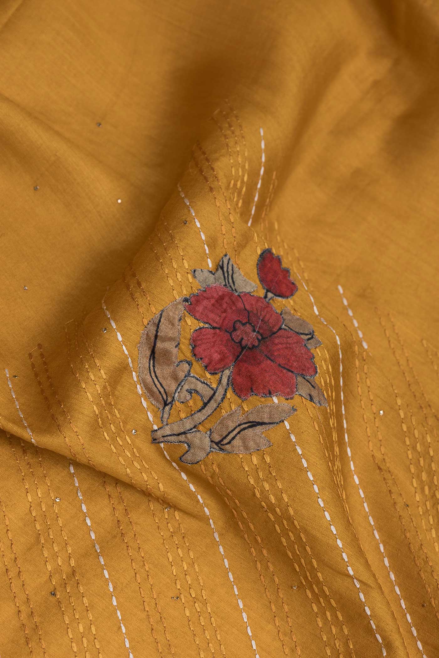 Mustard Tussar Silk Saree - Image 2