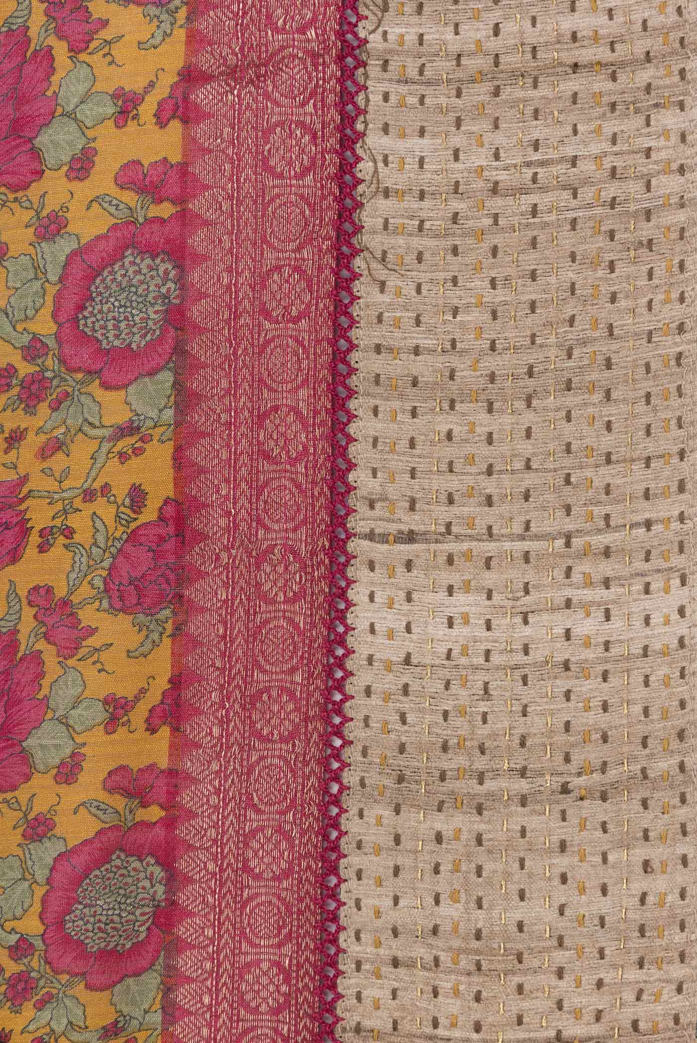 Mustard Dual Tone Tussar Silk Saree - Image 3