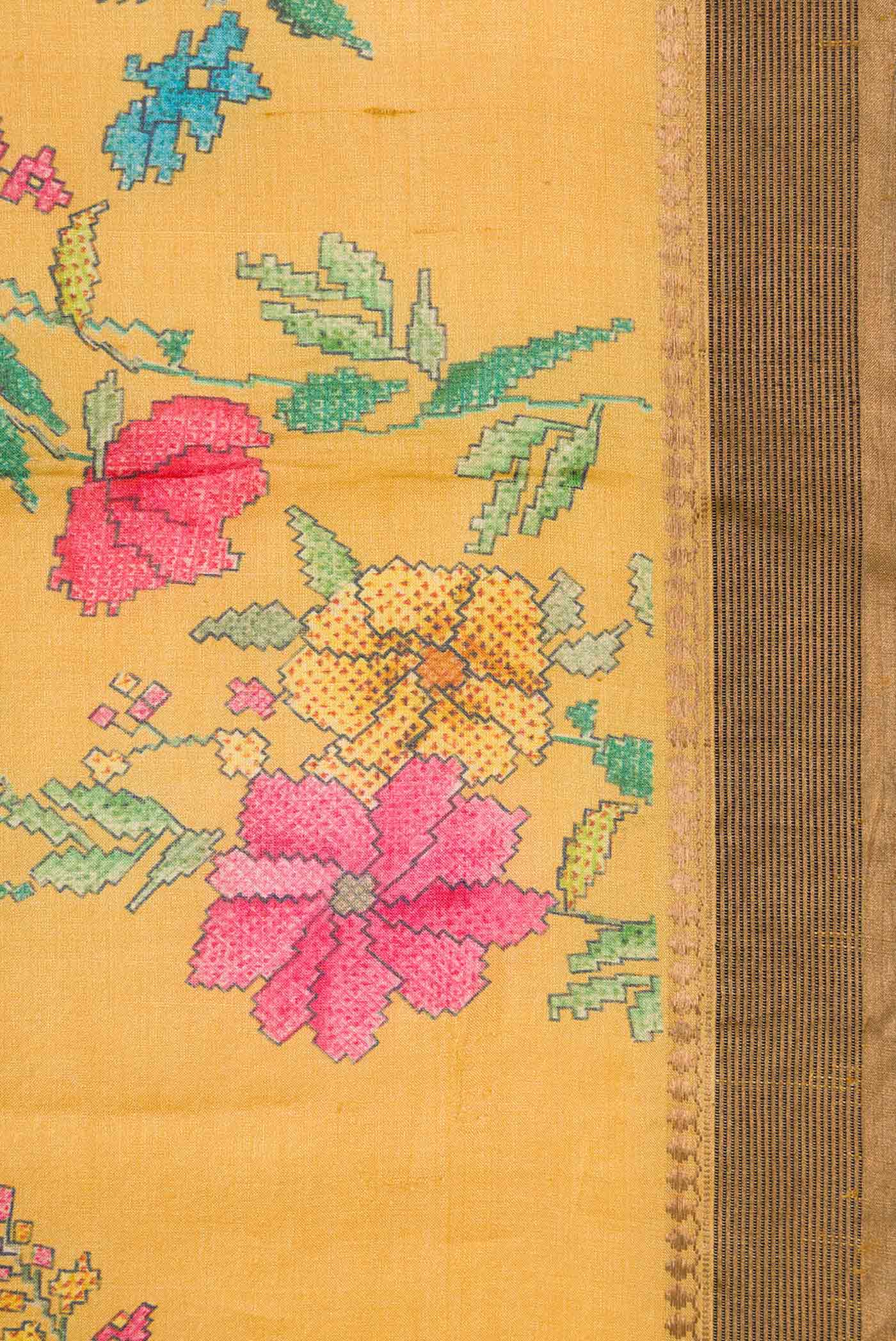 Mustard Dual Tone Tussar Silk Saree - Image 3