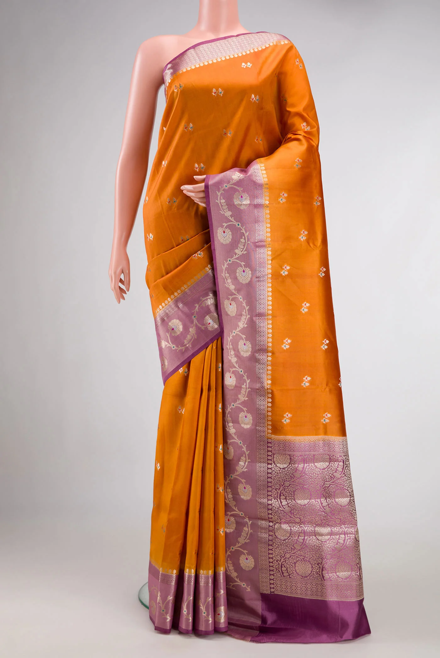 Mustard Banarasi Raw Silk Saree