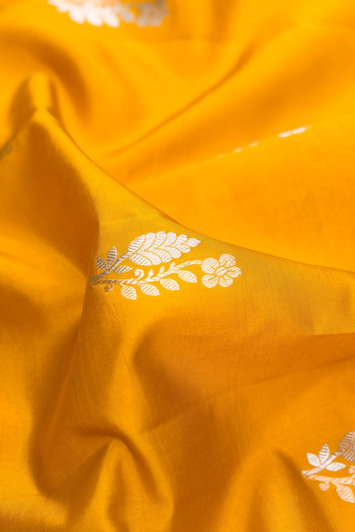 Mustard Banarasi Katan Silk Saree - Image 2