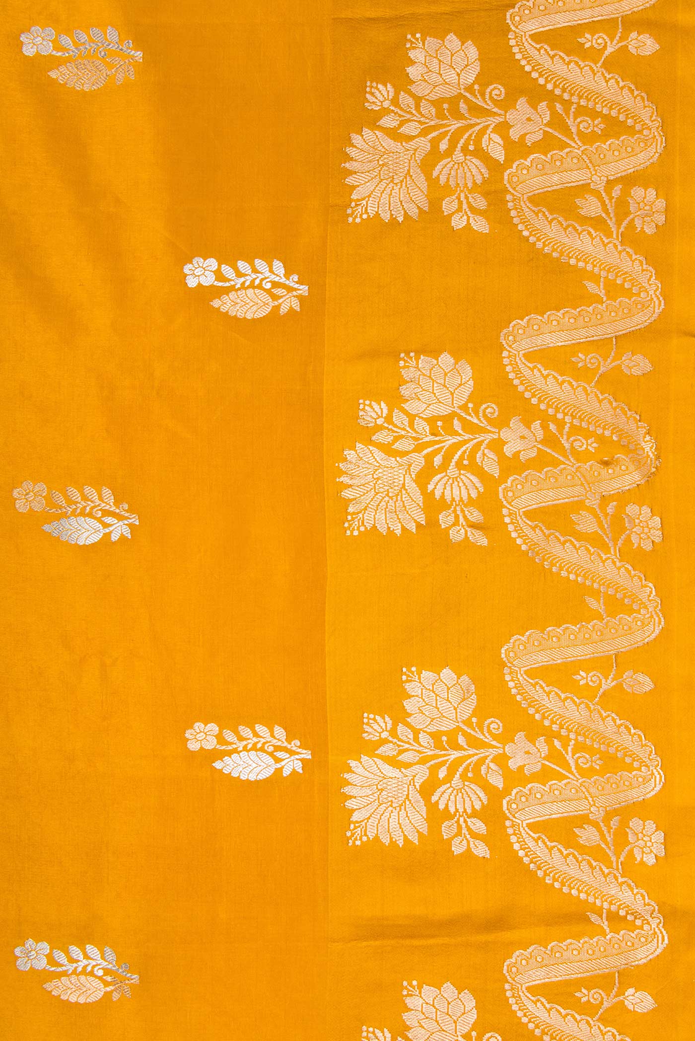 Mustard Banarasi Katan Silk Saree - Image 3